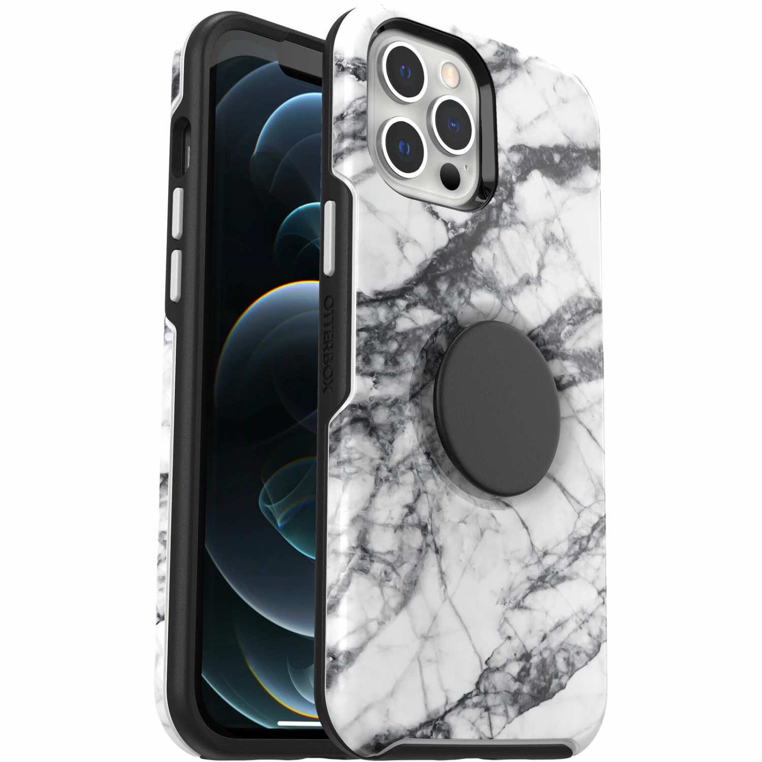 Coque IPhone 11 Pro Max Otter + Pop Symmetry Series White Marble (White / Black Graphic) â Image 6