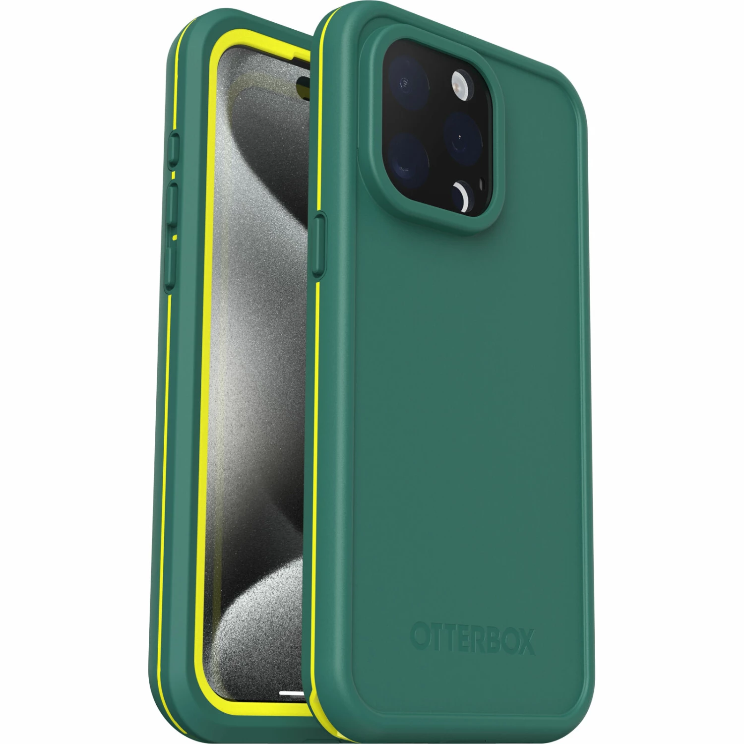 Coque Étanche à L’eau IPhone 15 Pro Max OtterBox Frē Series Pour MagSafe Pine (Green)